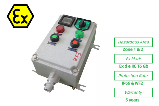 ATEX Sicurezza Stazione di controllo antifiamma Box di controllo elettrico a prova di fiamma 220/380Vac G1/2&quot;,G3/4&quot;,G1,G1.1/4&quot;,G1.1/2&quot;,G2
