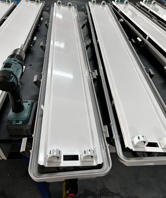 Apparecchio di illuminazione lineare antideflagrante IP66 WF2 Livello di prestazione del riparo, apparecchio validato Ex Tb IIIC T80°C Db per impianti di lavorazione petrolchimica