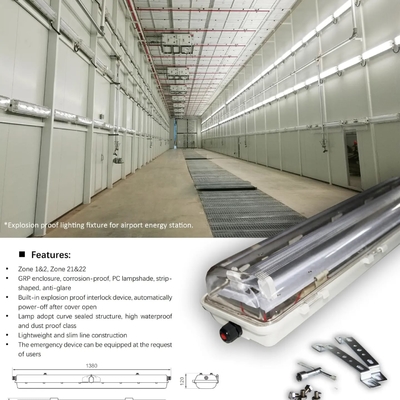 Apparecchio fluorescente antideflagrante industriale | Approvato ATEX/IECEx | Anticorrosivo, CRI elevato, IP66 per zone pericolose
