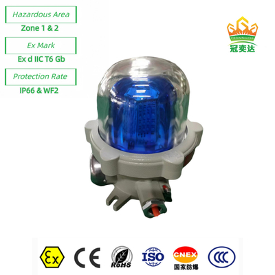 Zona 1 2 Alarme a prova di esplosione Lampada visiva acustica luminosa ATEX IP66 WF2 OEM Disponibile 40Watt