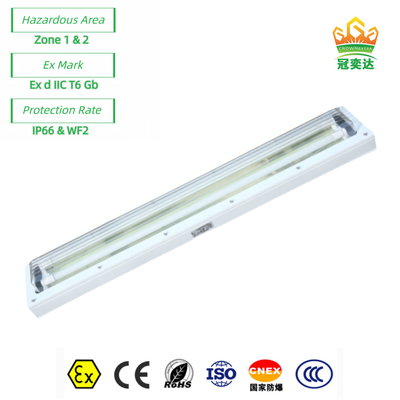 Ex prova di fiamma LED lineare luce fluorescente ATEX con tutta la plastica ((GRP) corpo 72watt 100lm/w