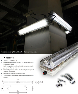 ATEX IECEx Explosion Proof Linear Fluorescent Light | High Durability, Wide Beam Angle – Ideal for Petrochemical & Mining Plants