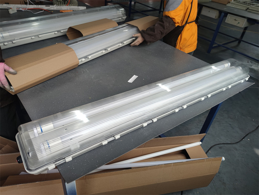 2*54W Luce fluorescente anti-esplosiva ATEX IECEx Certificata impermeabile WF2 100lm/w Efficienza luminosa Montaggio del soffitto per la zona 21 22 1 2