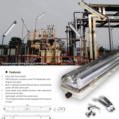 ATEX IECEx Explosion Proof Linear Fluorescent Light | High Durability, Wide Beam Angle – Ideal for Petrochemical & Mining Plants