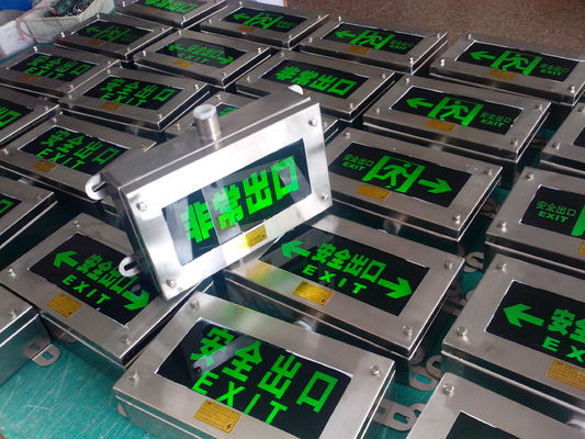 Segnaletica di uscita a LED con tempo di emergenza di 180 minuti di grado industriale IP66 per ambienti pericolosi con funzione di illuminazione di emergenza