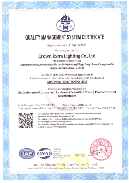 Porcellana crown extra lighting co. ltd Certificazioni